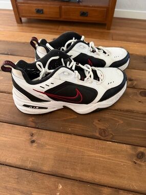 Nike Air White Black Sneakers with Red Swoosh